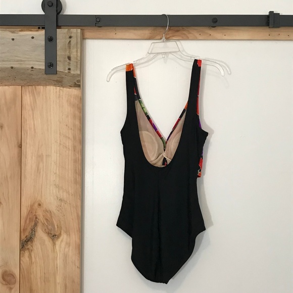 VTG 80s Floral High Cut Swimsuit Tie Front L 12 - Picture 3 of 7